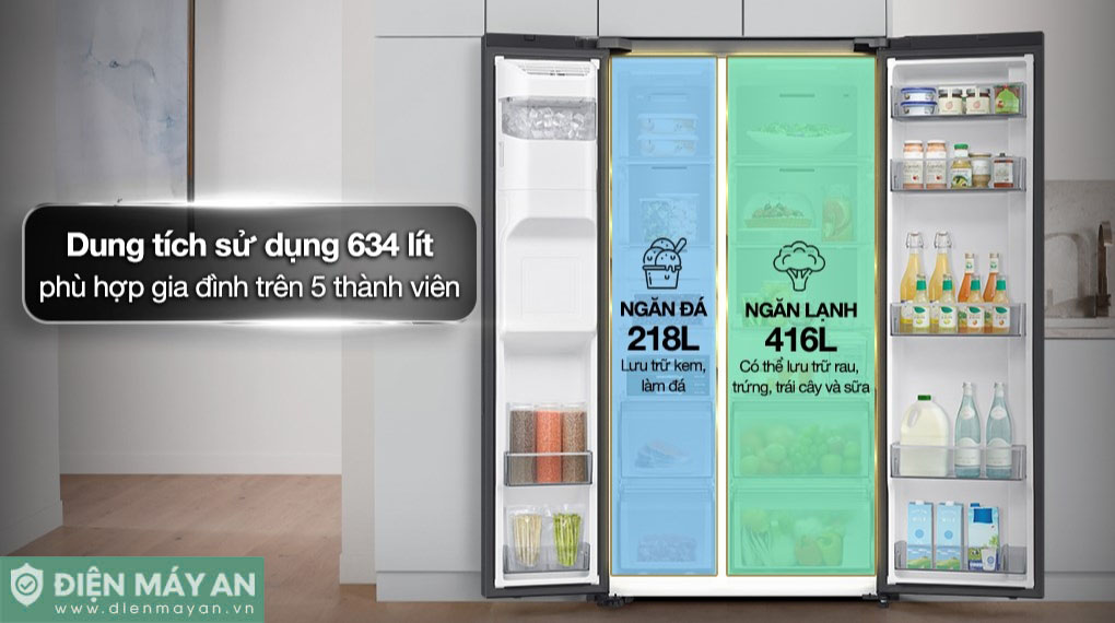 Tủ lạnh Samsung Inverter 634 lít Side By Side RS80F65J2BSV